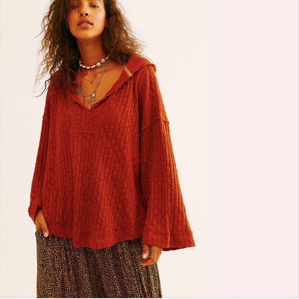 Fp Movement By Free People Red V-Neck Sweater